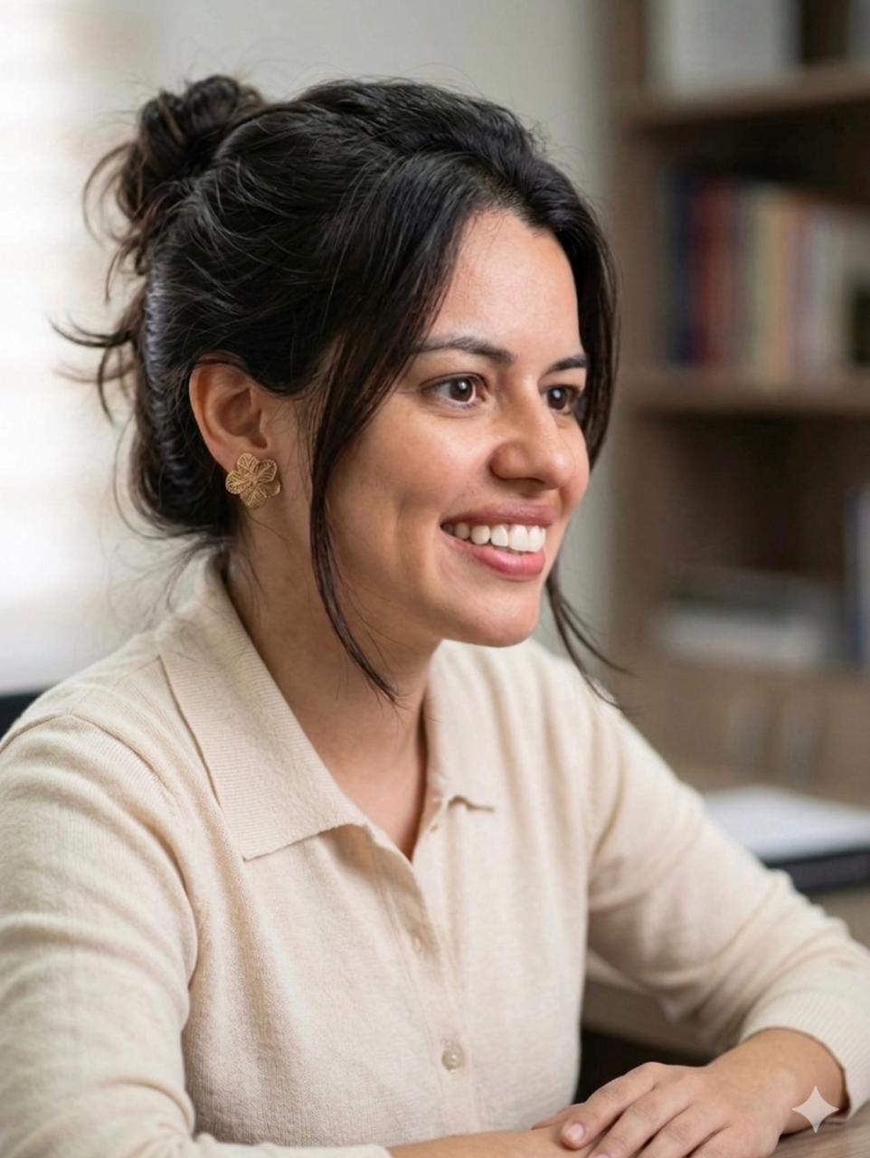 Psicóloga Simony Pinheiro sorrindo, especialista em saúde mental